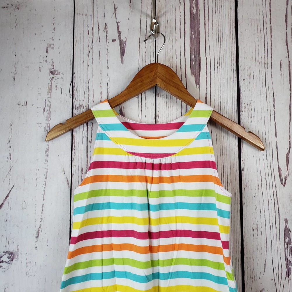 J. Khaki Sundress Girls Size Medium A Line Striped Cotton Multicolor